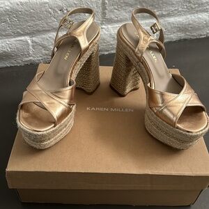 Karen Millen gold platforms